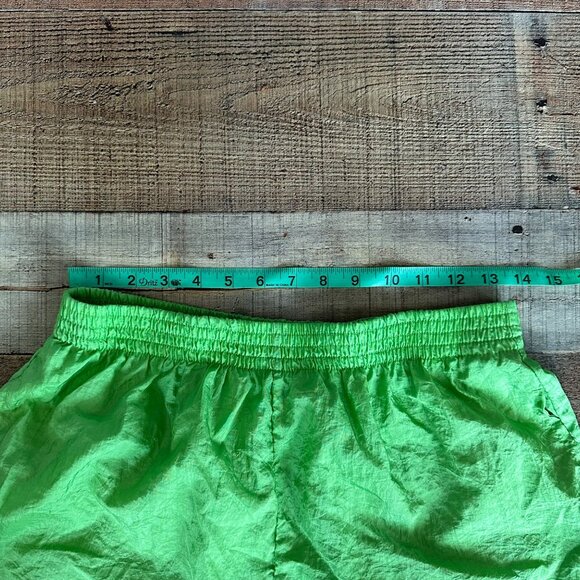 Vintage 90's Athletech neon Green Nylon Shorts With Elastic Waist women's large - Picture 2 of 9